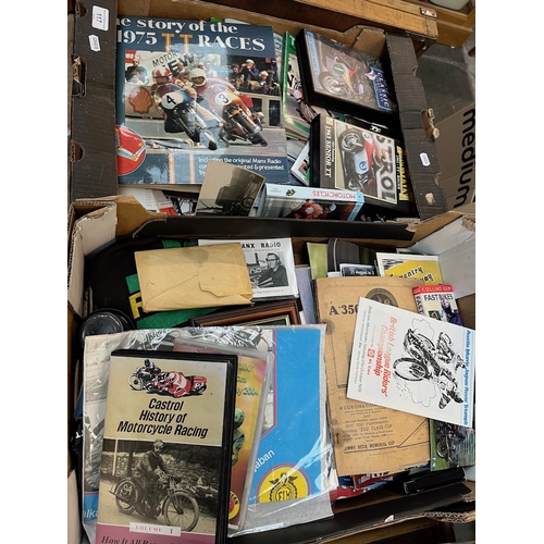 117 - Two boxes of motorcycle memorabilia including Isle of Man TT.