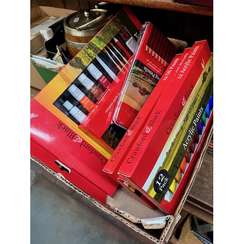 51 - Quantity of artist's painting materials including brushes, oils, pencils, etc.