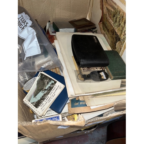 84 - A box of mixed collectables including watercolours etc.