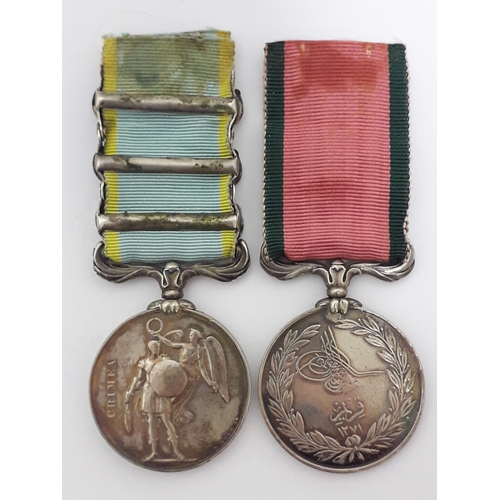 49 - Crimea 1854-1856 pair awarded to William Lane 1st Battalion 1st Foot Royals, comprising British Crim... 