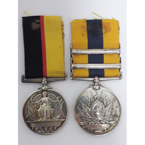 50 - Sudan campaign 1896-1897 pair awarded to private A Boulton 1st Royal Warwick Regiment comprising a Q... 