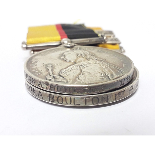 50 - Sudan campaign 1896-1897 pair awarded to private A Boulton 1st Royal Warwick Regiment comprising a Q... 