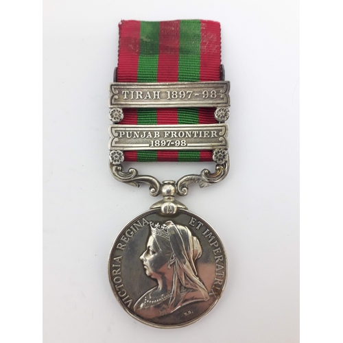 56 - India Medal 1895-1902 awarded to private J Funnel 2nd Royal Sussex Regiment, '3969 PTE J FUNNELL 2ND... 
