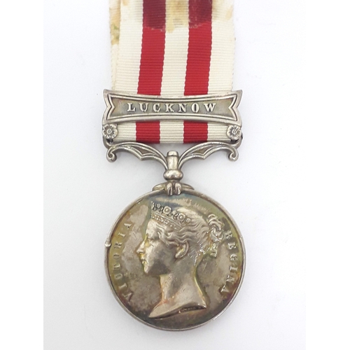 60 - Indian Mutiny Medal 1857-1858, awarded to private John Murtagh 53rd Regiment, with single bar Luckno... 