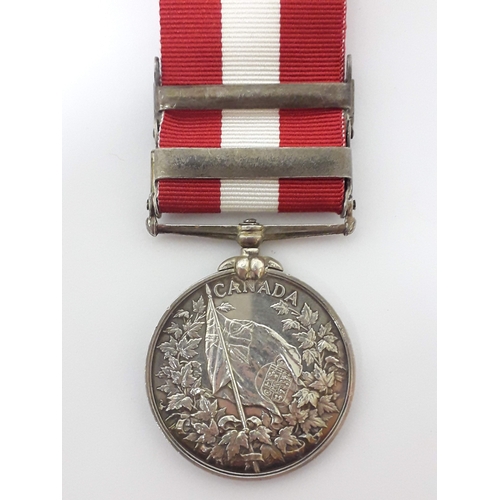 71 - Canada General Service Medal 1866-1871, unnamed, with two bars; Fenian Raid 1866 & Red River 1870.