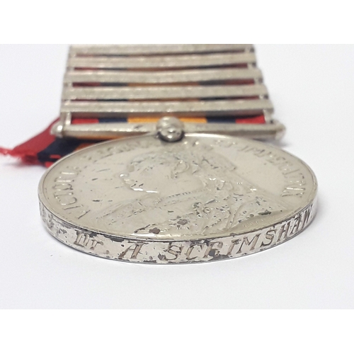 74 - Boer War 1899-1902, Queen's South Africa Medal, ghost dates, awarded to Dr A Scrimshaw Royal Enginee... 