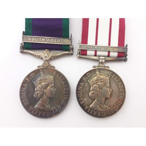 97 - Two Queen Elizabeth II medals: a Campaign Service Medal '24030868-SIG. R. J. TAYLOR. R. SIGS.' with ... 