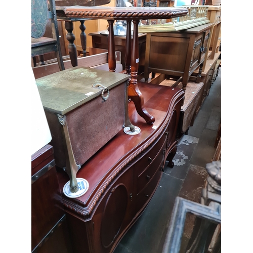 959 - A mahogany sideboard on ball and claw feet together with a mahogany occasional table.