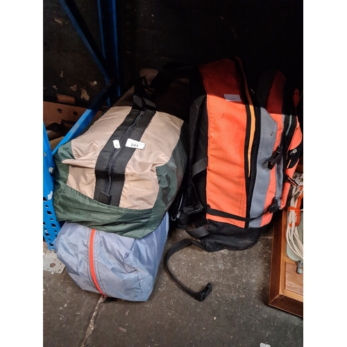 241 - Camping equipment, 2 tents + accessories.