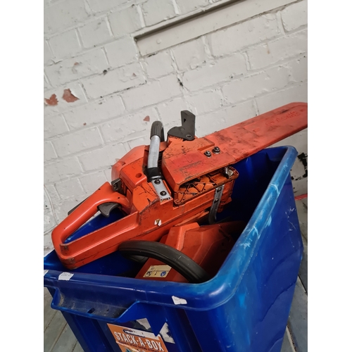 292 - A Husqvarna 36 air injection petrol chainsaw - not working ( requires service ), together with anoth... 