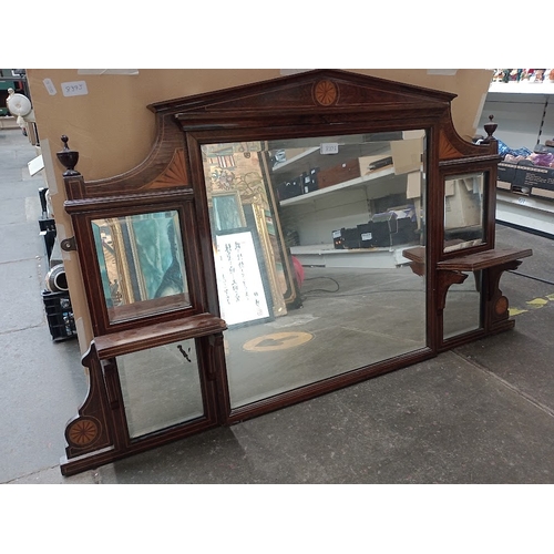 839I - An Edwardian inlaid rosewood over mantel mirror.