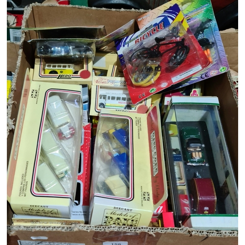 158 - A box of die-cast and other type of toys and models including Lledo, Days Gone, Cararama, etc.