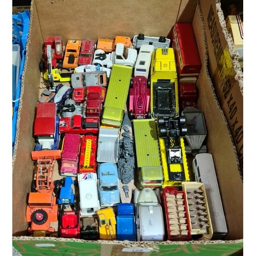 159 - A box of die-cast model toys to include Matchbox, Dinky, Majorette, etc.