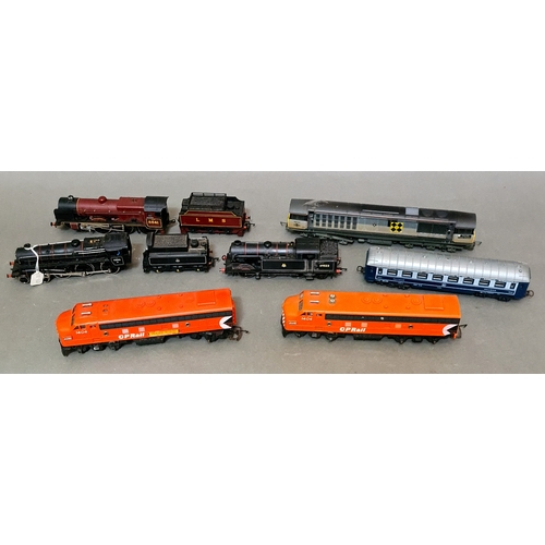 163 - A collection of Hornby, Lima and Tri-ang locos and a Mainline loco with wagon.