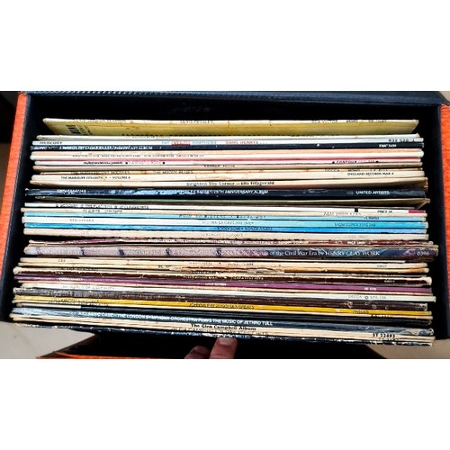 413 - Two cases of various LPs to from 1960s to 1980s to include Rolling Stones, Bob Dylan, etc.