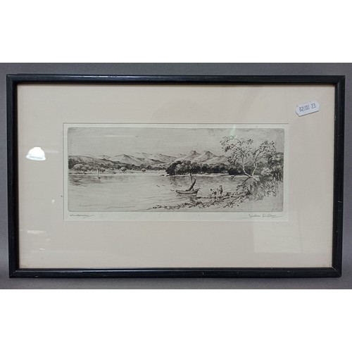 723 - A group of prints and signed etchings including 2 Jackson Simpson and one Percy Lancaster