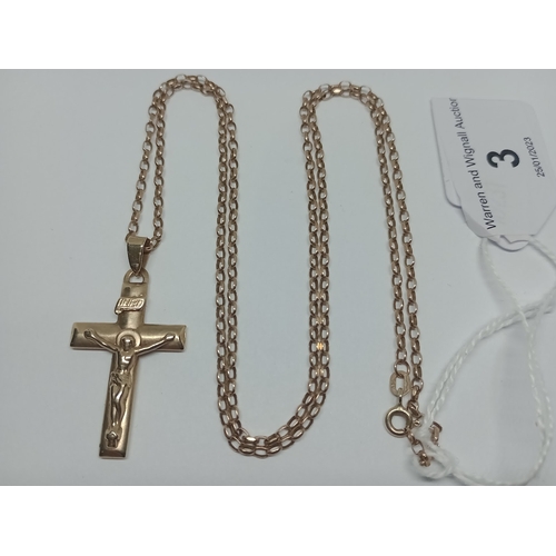 3 - A 9ct gold chain with cross pendant, gross weight 5.70 grams.