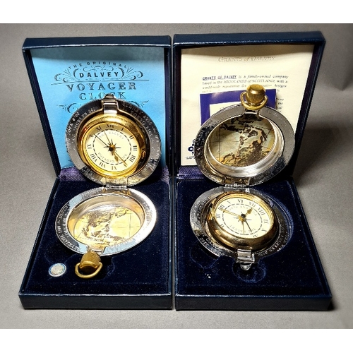 40 - Two Dalvey Voyager clocks in shape of flasks, in original boxes. One related to Warner Bros. Interna... 