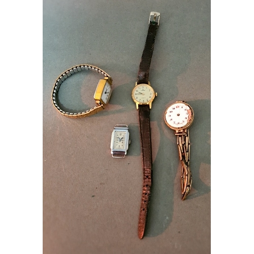 47 - A 9ct gold cased watch with 9ct gold on silver flexi strap together with a Lorus, an Ingersoll and o... 