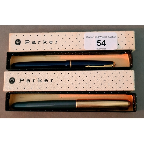 54 - A Parker Slimfold fountain pen with 14ct gold nib together with a Parker 