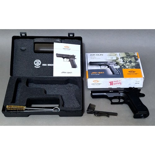 17 - A Gletcher JRH 941 Co2 .177 calibre air pistol, serial no.35JRM0628, 21cm long, with box & instructi... 