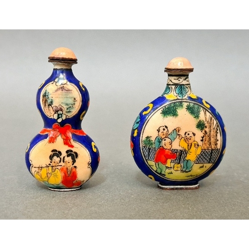 105 - Two 20th century Chinese enamel on copper snuff bottles.