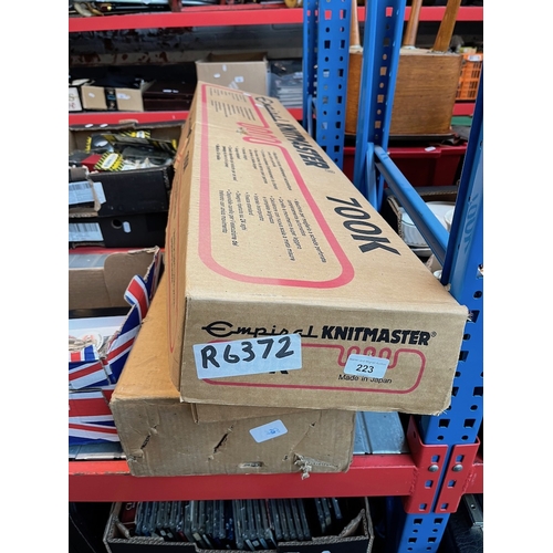 223 - 2 boxes of knitting machine accessories / equipment.