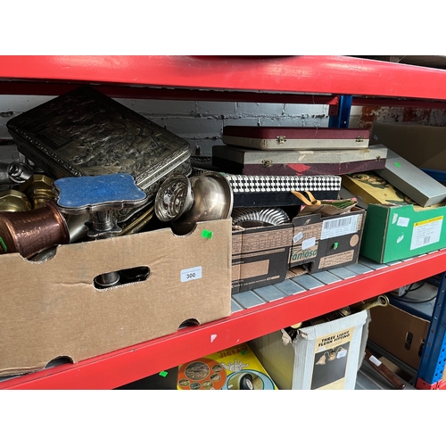 300 - 3 boxes of metalware including cutlery, epns, brass, copper etc