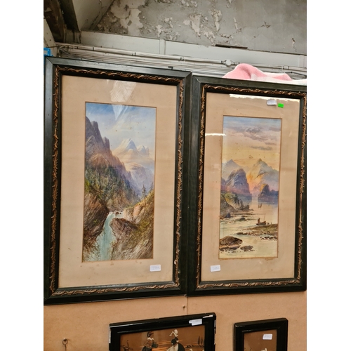 799R - Edwin Earp (1851-1945), a pair of watercolours, mountain landscapes, framed and glazed.