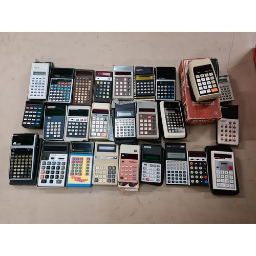 368 - A box of vintage calculators.