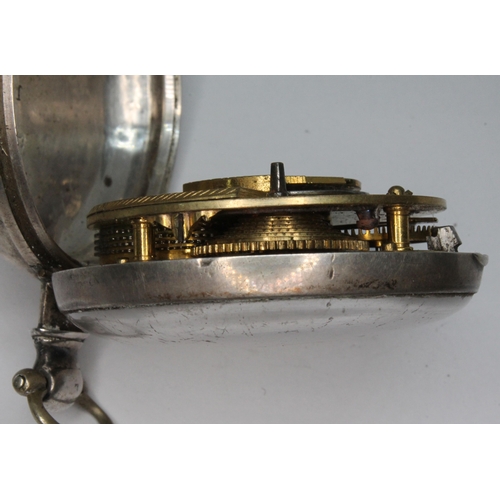 70 - An early 19th century pair cased silver pocket watch, gilt verge movement signed 'N Dumvile Stockpor... 