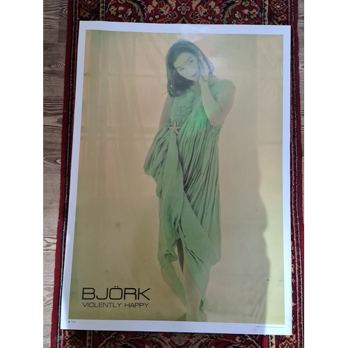 266 - A group of 10 original promo music posters to include Pearl Jam, Bjork, Coolio, Queen Rocks, The Sma... 