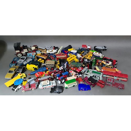 66 - Two boxes of mixed die cast model vehicles; Matchbox, Lledo, Corgi etc.