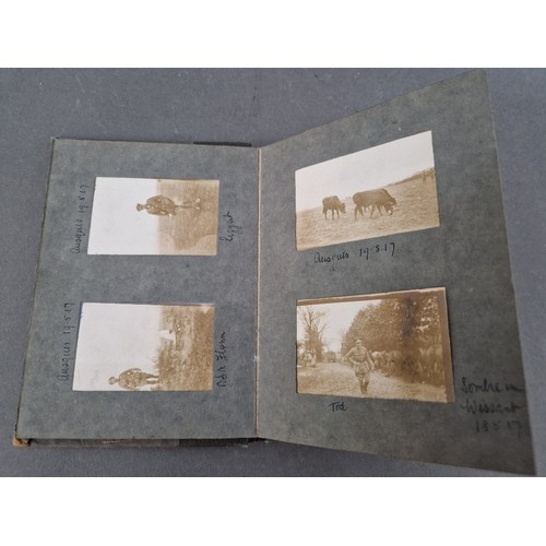 220 - A small album of military photographs from 1917 together with a Bible.