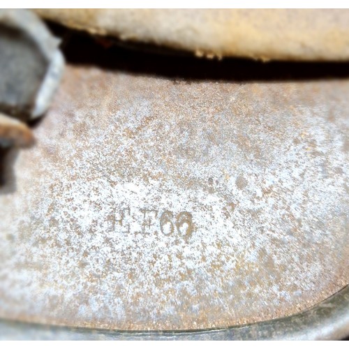 249 - A WW2 German M42 military steel helmet with some remnants of original paint on surface.