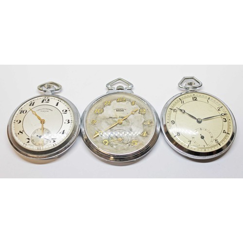 143 - A group of three Art Deco style pocket watches comprising an 'ARSA Chronometre', a 'Nidor Chronometr... 