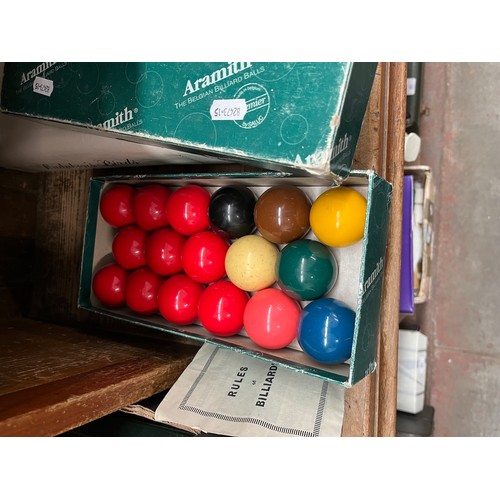 47 - A boxed set of Aramith billiard balls.