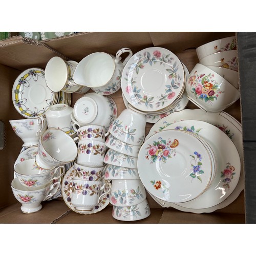 545 - A box of English china tea wares - appx 65 pieces including Duchess, Coalport etc