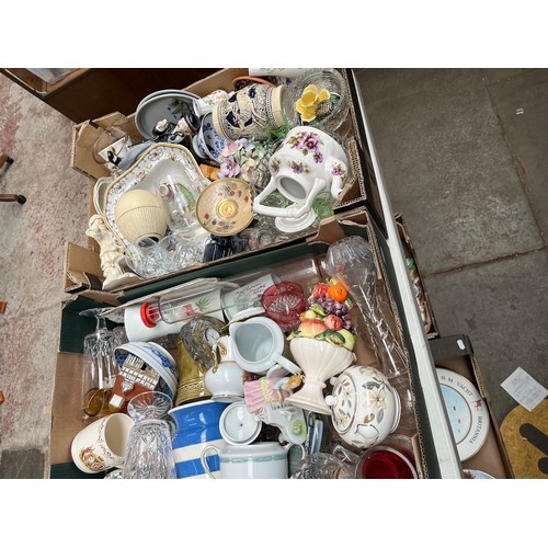 547 - 2 boxes of mixed glass, ceramics etc including Spode, Limoges etc