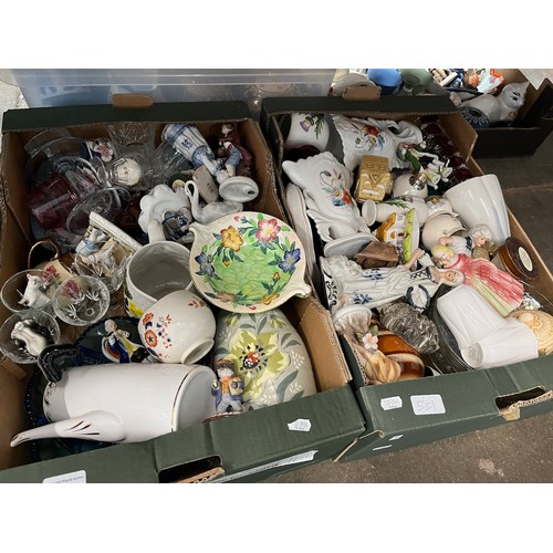 551 - 2 boxes of mixed glass, ceramics etc including Maling and Country Artists