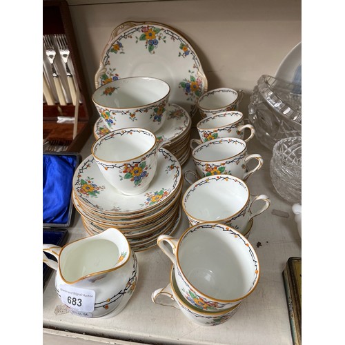 683 - A Royal Doulton dinner service. Appx 38 pieces. (1 damaged cup, 1 cracked saucer)