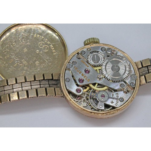 27 - A ladies 9ct gold Enicar wristwatch, case diameter 22mm, signed champagne dial, seconds subsidiary, ... 