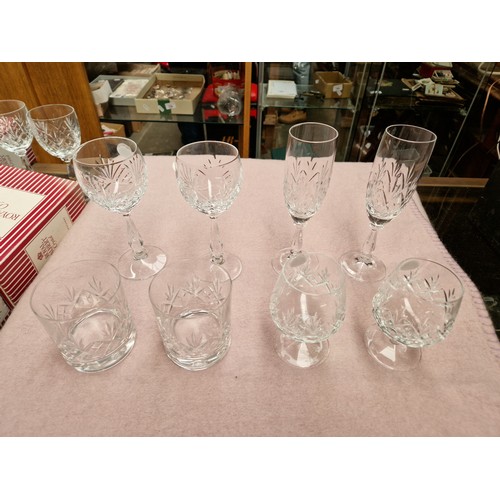 540 - Royal Albert boxed crystal drinking glasses in the Victoria design, including brandy glasses