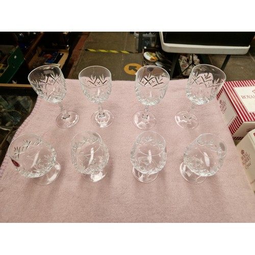 540 - Royal Albert boxed crystal drinking glasses in the Victoria design, including brandy glasses