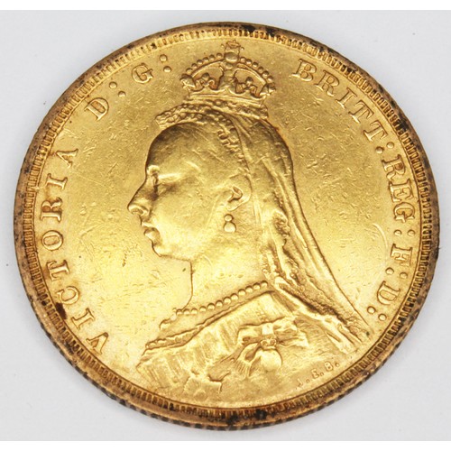 64 - Victorian long tail sovereign 1891.