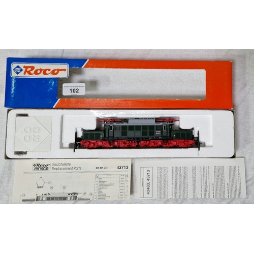 102 - A Roco locomotive HO 43713 DR BR 254, 020-1, mint in box.
(Vendors father brought back 2 items each ... 