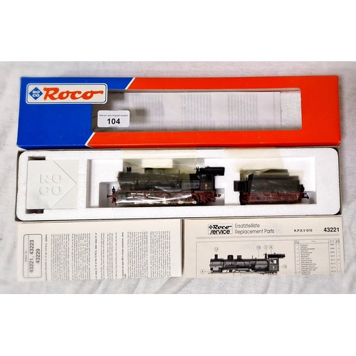 104 - A Roco locomotive HO 43221 KPEV G10 BR 57, mint in box.
(Vendors father brought back 2 items each ti... 