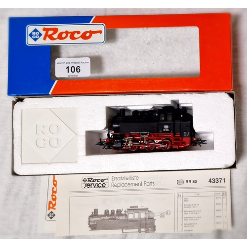 106 - A Roco locomotive HO 43371 DB BR 80 034, mint in box.
(Vendors father brought back 2 items each time... 