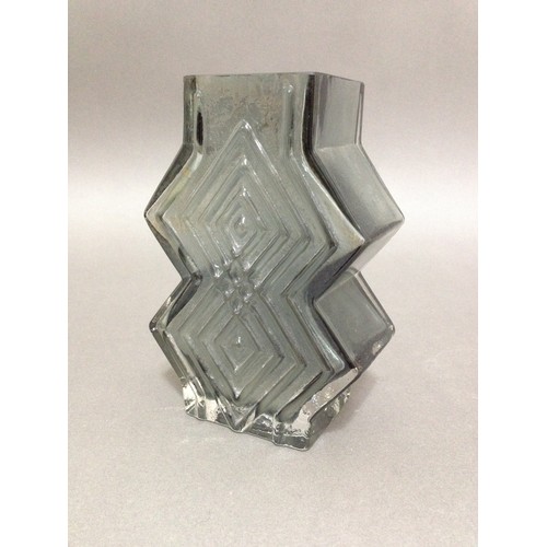 78 - A Whitefriars Double Diamond vase in grey, height 16cm.