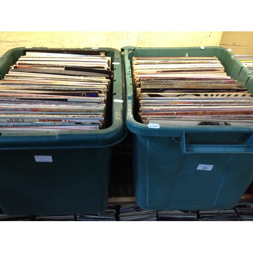 21 - Two boxes of over 200 assorted records, LPs & 12